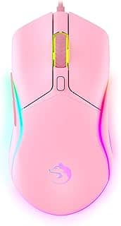 Mouse Gamer Rosa LED RGB 8000DPI com Software Programável Sensor Gamer Profissional Fade Fofinho Feminino Presente Ozzix