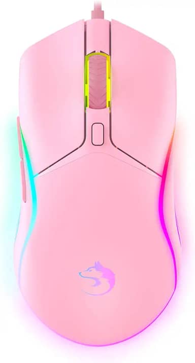 Mouse Gamer Rosa LED RGB 8000DPI com Software Programável Sensor Gamer Profissional Fade Fofinho Feminino Presente Ozzix
