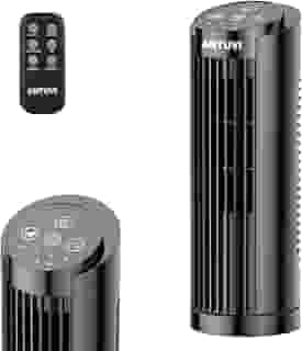 Ventilador da Torre Mini 32cm/13'', Ventilador de Secretária, Controle Remoto, Velocidade Ajustável, Temporizador, Economia de Energia, Preto 220V