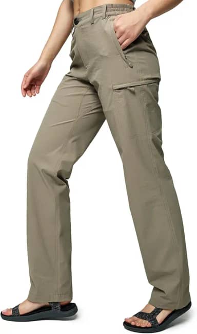 Calça cargo feminina com 6 bolsos, secagem rápida, tática, para caminhada ao ar livre, leve, elástica e resistente à água