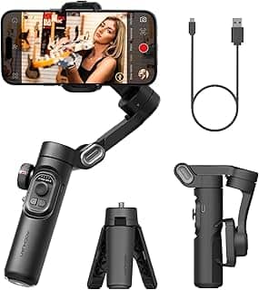 Gimbal Estabilizador Portátil de 3 Eixos com Tripé de Aderência para Celular,Estabilizador cardan Mobile para iPhone16 15 14 13 12 Pro Max&Android-Smart XE