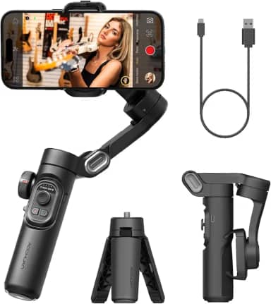 Gimbal Estabilizador Portátil de 3 Eixos com Tripé de Aderência para Celular,Estabilizador cardan Mobile para iPhone16 15 14 13 12 Pro Max&Android-Smart XE