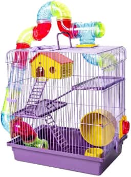 GAIOLA TUBO SUPER LUXO 3 ANDARES LILÁS HAMSTER COMPLETA CASINHA RODA ESCADA SUPER LUXO