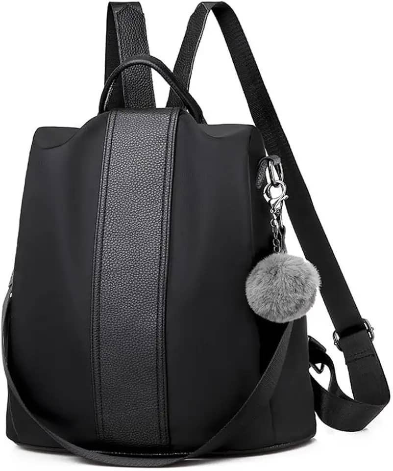 Mochila Feminina Antifurto Pequena Para Viagem Passeio Impermeável Leve Bolsa Com Alça De Ombro E Chaveiro Decorativo Design Moderno Exclusivo - ZAFIN