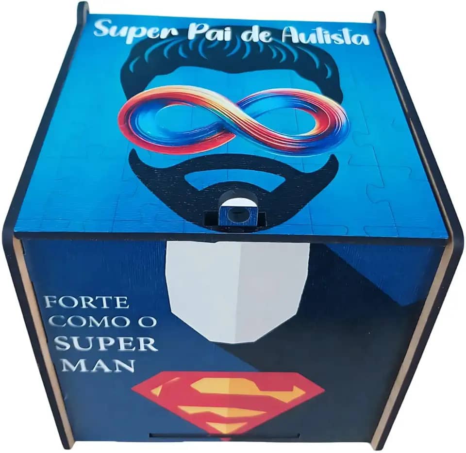 Caixa Exclusiva Dias dos Pais Heróis para Pai de Autistas + Chaveiro