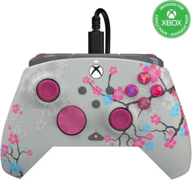 PDP REMATCH GLOW Advanced Wired Controller For Xbox Series X|S, Xbox One, & Windows 10/11 PC: Pink Cherry Blossom (Glow in the Dark)