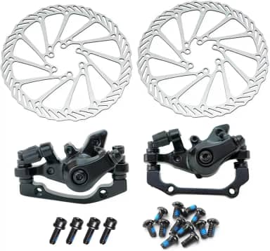 Kit de freio a disco de bicicleta, kit de freio a disco mecânico, incluindo pinças de freio a disco mecânicas dianteiras e traseiras com rotor de 160 mm para bicicletas de montanha, bicicletas