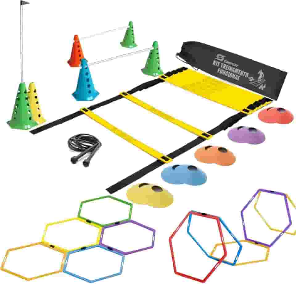 Kit Treino Futebol Agilidade Fucional Cones Escada Argolas De Circuito Corda