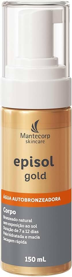 MANTECORP - Água Autobronzeadora Episol Gold - Não Comedogênico, Bronzeado Uniforme, Não Mancha Roupa, Efeito de Até 12 Dias, Secagem Rápida - 150ml