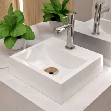 Cuba Pia de Apoio Sobrepor Quadrada 32x30 Banheiro Lavabo Beltempo BT-2002 (Branca)