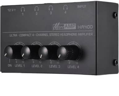 HA400 Ultra-compacto 4 canais mini amplificador de fone de ouvido estéreo de áudio com adaptador de alimenta??o