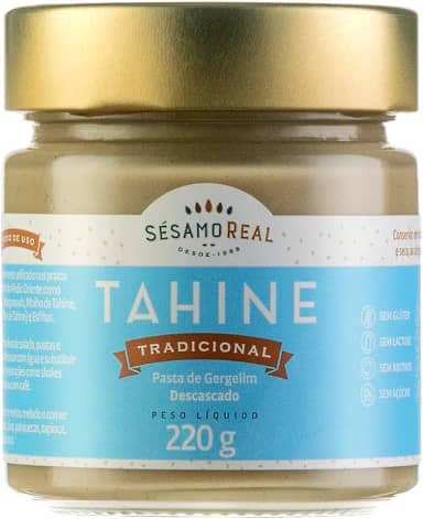 Tahine Tradicional Sésamo Real 220g – 100% Natural, Vegano e Sem Glúten | Pasta de Gergelim Descascado Rica em Proteínas e Cálcio Sésamo Real
