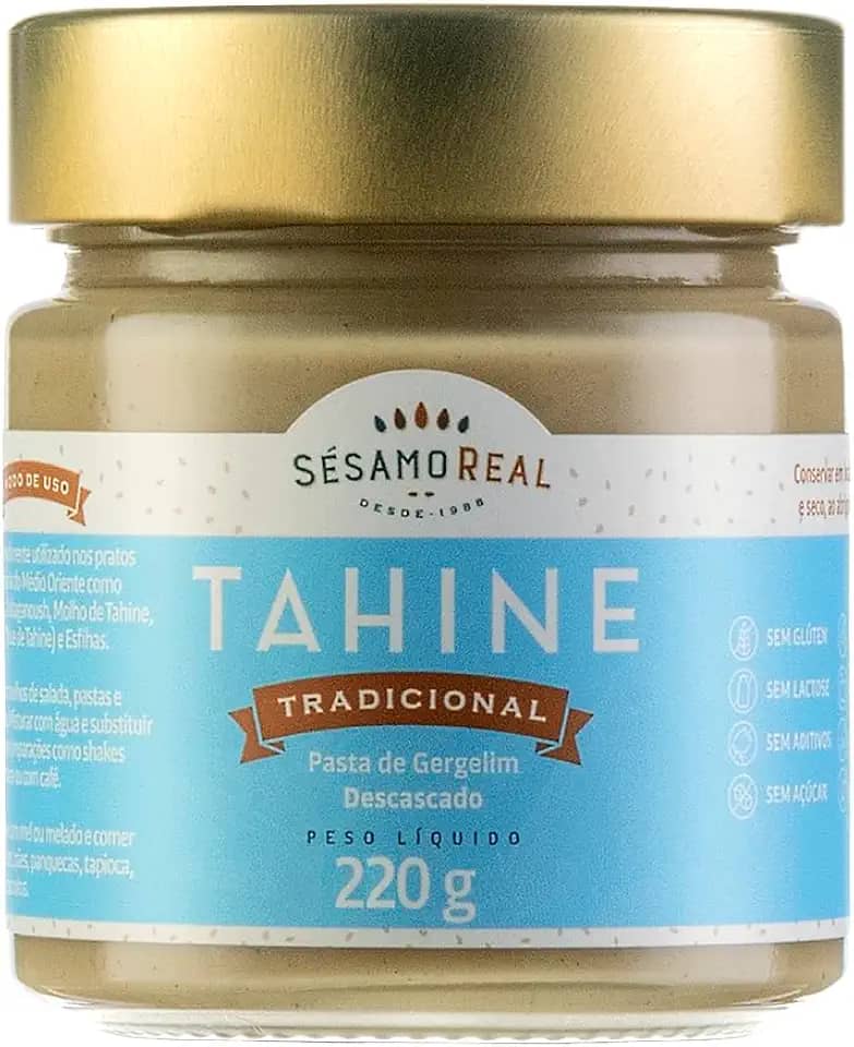 Tahine Tradicional Sésamo Real 220g – 100% Natural, Vegano e Sem Glúten | Pasta de Gergelim Descascado Rica em Proteínas e Cálcio Sésamo Real