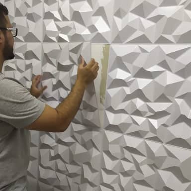 Kit com 10 Placas 3D Revestimento de Parede Alpes Branca 50x50cm 2,5m²