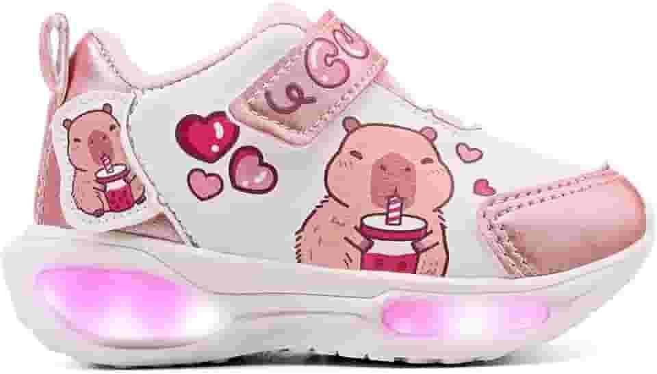Tênis Infantil Menina Led Capivara Casual Escola Feminino