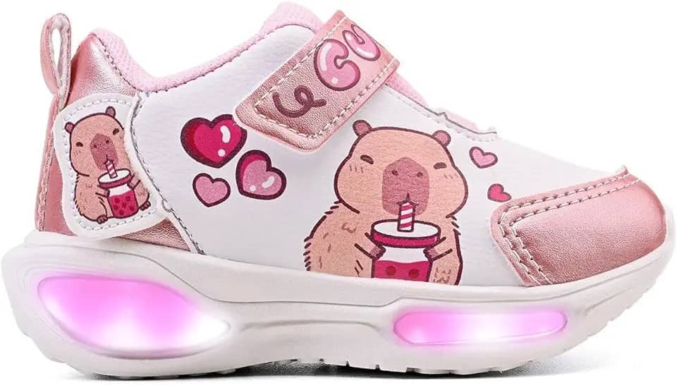 Tênis Infantil Menina Led Capivara Casual Escola Feminino