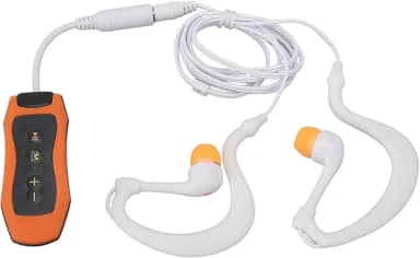 Yunseity Leitor de MP3 para natação, leitor de MP3 IPX8 de 8 GB com fones de ouvido de natação, reprodutor de música USB 2.0 recarregável para natação, mergulho e corrida (8 GB), laranja
