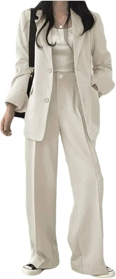 Terno Calças Terno Jaqueta Feminina Slim Casual, Branco (off white), XXG