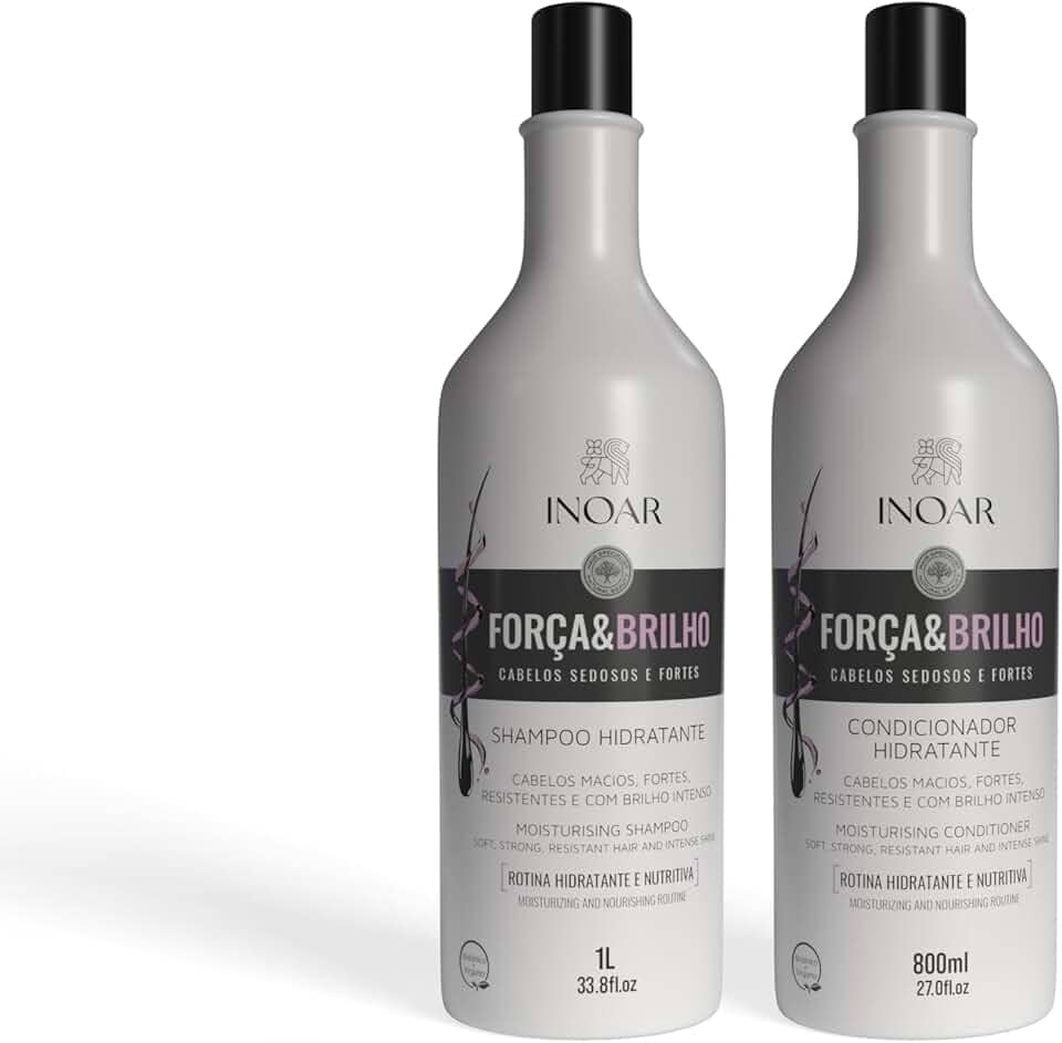 Inoar, Força & Brilho, Kit Shampoo 1L E Cond 800ml, Cabelos Fortes, Macios, Brilho Intenso