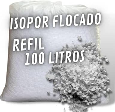 Refil de Isopor Flocado 100 litros para Enchimento de Puffs Almofadas Bichos de Pelúcia Artesanato Mistura na Fórmula de Concreto Leve e preenchimento interno de caixas p/proteção de objetos frágeis