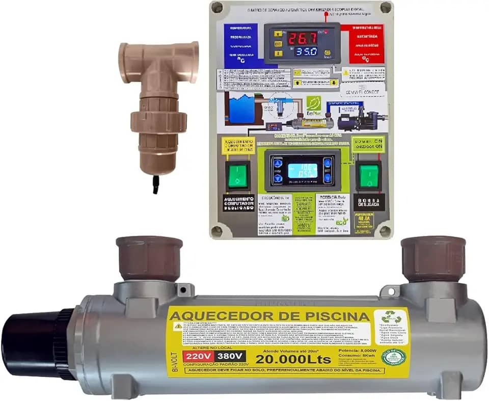 AQUECEDOR ELETRICO DE PISCINA PARA 20.000 LITROS COM IONIZADOR