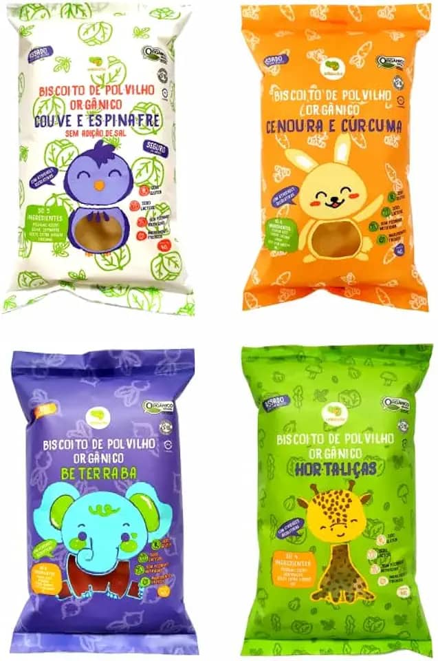 Kit 4 Biscoitos de Polvilho Crilancha: Hortaliças, Cenoura, Beterraba, Espinafre