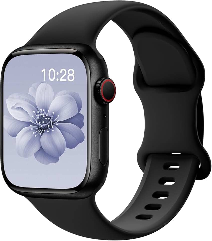 Pulseiras esportivas de silicone compatível com pulseiras de Apple Watch de 40 mm, 38 mm, 41 mm, 44 mm, 45 mm, 42 mm, 49 mm femininas e masculinas, pulseira de substituição esportiva macia e
