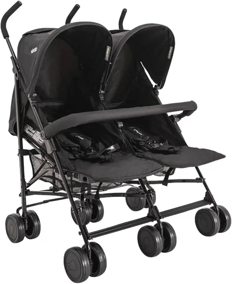 Carrinho de Bebe para Gemeos Kiddo Youme II Guarda Chuva Preto