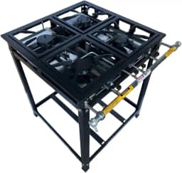 Fogão Industrial 4 Bocas, Alta Pressão, Aço, Grafite, Grelha 30x30