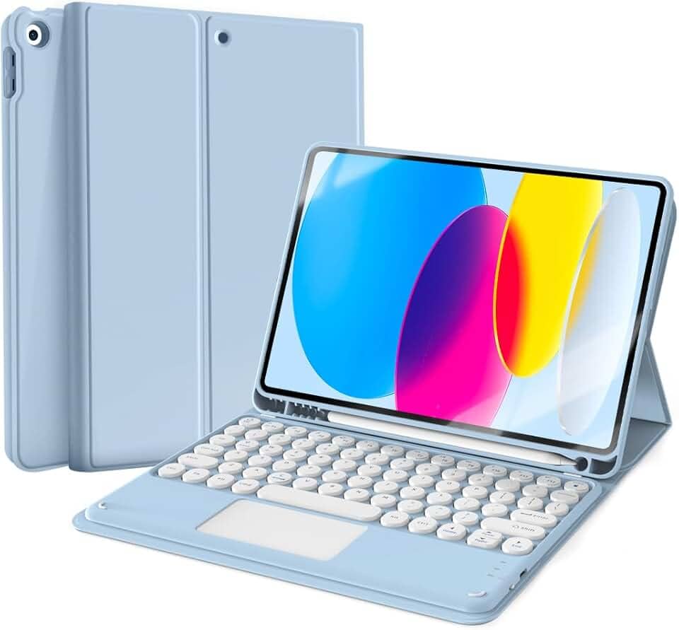 WB Capa com Teclado e trackpad para iPad 10ª e 11ª Geração 10.9" Polegadas com Auto Hibernação (Azul)