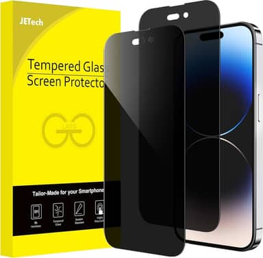 JETech Película de Vidro Temperado de Cobertura Total de Privacidade para iPhone 14 Pro Max 6,7 Polegadas, Protetor de Tela Anti-Espião, Caso-Amigável, Pacote com 2
