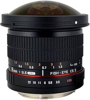 Rokinon Lente olho de peixe HD8M-N 8 mm f/3.5 HD com chip de abertura automática e capô removível para Nikon DSLR 8-8 mm, lente fixa sem zoom
