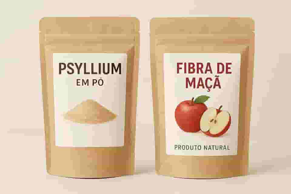Psyllium em Pó e Fibra de Maçã Natural,Suplemento Alimentar para Saciedade, Totalmente Natural 100g cada.