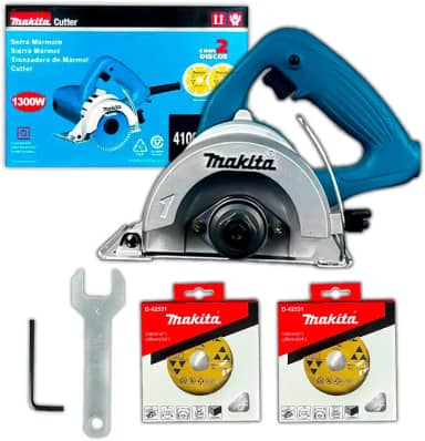MAKITA Serra Mármore 4100NH3XZ2 1300W com 2 Discos 13800RPM Corte Preciso em Mármore Granito e Porcelanato Leve Ergonômica e Segura p/Obras e Reformas - 220v