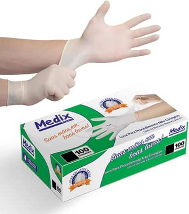 Luva Látex Sem Pó Medix Brasil Tamanho G - Caixa Com 100 Unidades