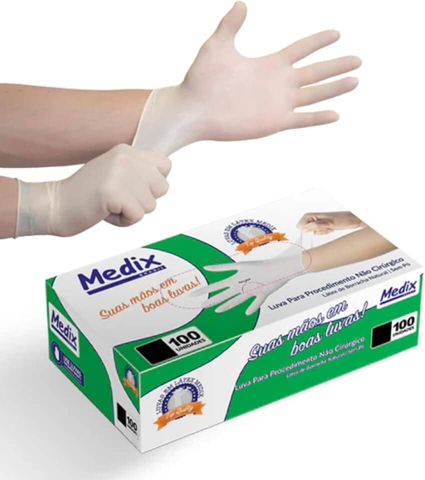 Luva Látex Sem Pó Medix Brasil Tamanho G - Caixa Com 100 Unidades