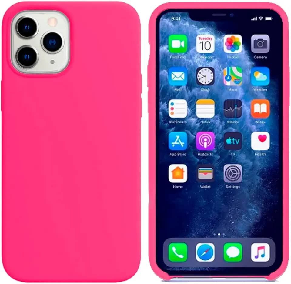 Capinha Colorida Compatível Com iPhone 11 Pro Max Vermelha ,Preta, Laranja, Amarela, Azul, Rosa, Pink, Branca, Lilás, Marrom, Verde, Roxo, Case Slim Flexível Aveludada Com 3 Camadas De Proteção PREMIUM ONYK (ROSA PINK)