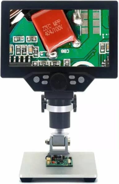 Microscópio Digital com Tela LCD HD 7" - Zoom Contínuo 1-1200X, 8 LEDs Ajustáveis, Ângulo Giratório - Ideal para Microsolda, Reparo de PCB, Laboratório e Educação Profissional(100-240V)