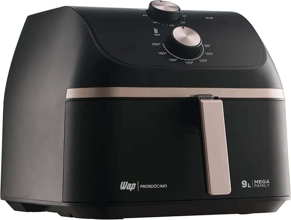 WAP Fritadeira Air Fryer MEGA FAMILY 9 Litros com Cesto Amplo e Circulação de Ar 360°, Timer Sonoro 1900W 220V