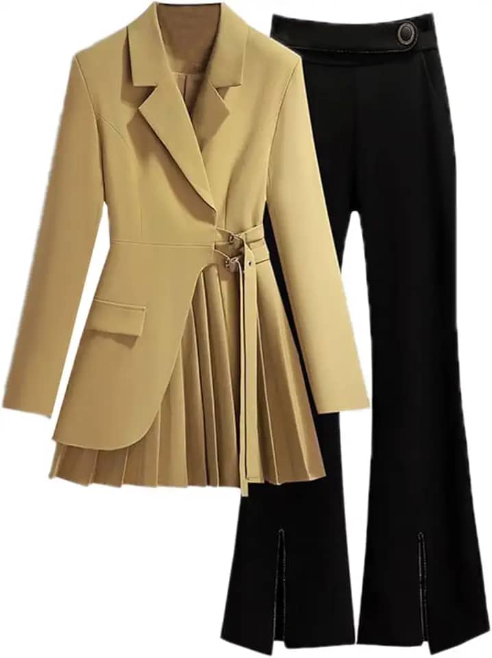 Conjunto de terno feminino de negócios para senhora de escritório, blazer e calça