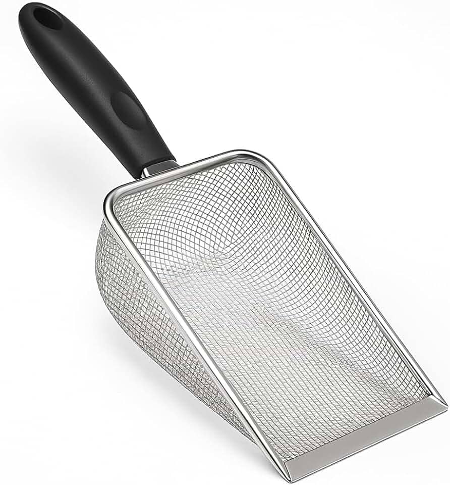 Pá Coletora para Areia de Gato em Aço Inox – Pazinha Higiênica Premium para Limpeza de Caixas de Areia, Terrários e Gaiolas de Pets - Premium