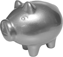 Genérico, Cofrinho para guardar moedas Cofre Porquinho Porco Cerâmica Poupança Prata Prateado