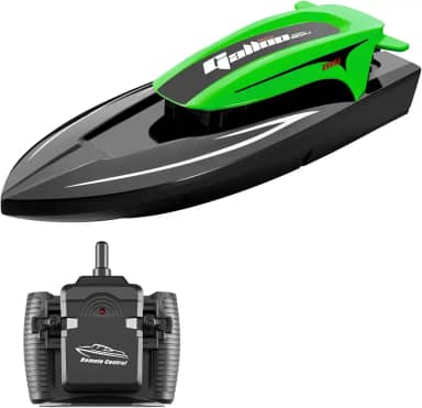 Barco de controle remoto, 2,4 G 20 km/h de alta velocidade à prova d'água Lancha de controle remoto com luzes LED Motor duplo