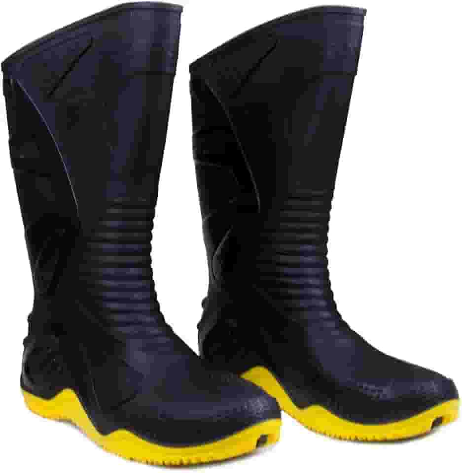 Bota de PVC N42 Preto com Sola Amarela para Motoqueiro-MOTOSAFE-84BPM60042A