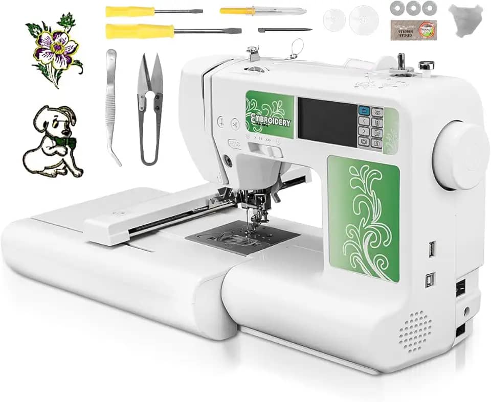 Máquina de Bordar, 110 V-220 V/45 W, 650 Pontos por Minuto, Maquina de Bordar, com Dois Bastidores de Bordado, com 96 Padrões Integrados