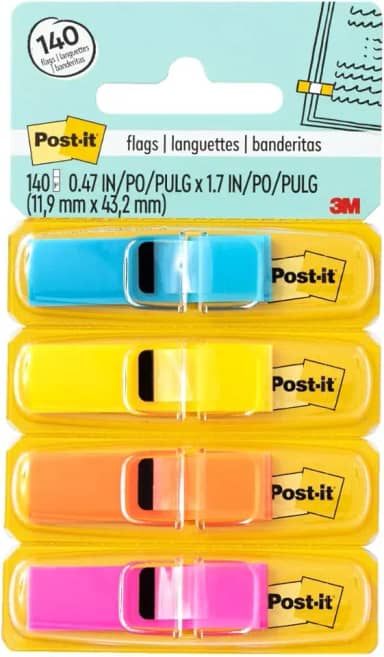 Post-it, 3M, Marcador de Página Adesivo, Flags, Cores Sortidas, 140 folhas