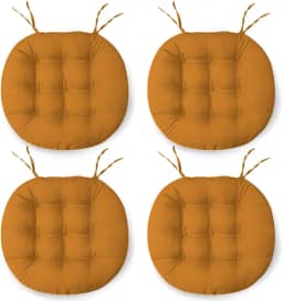 Kit 4 Almofadas Assento Cadeira Futton Futon 40x40cm Redondo Cores Diversas (Mostarda)