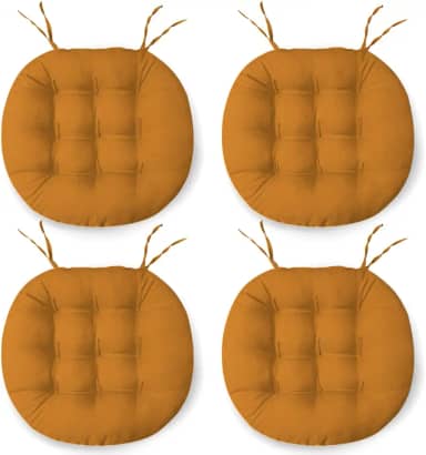 Kit 4 Almofadas Assento Cadeira Futton Futon 40x40cm Redondo Cores Diversas (Mostarda)