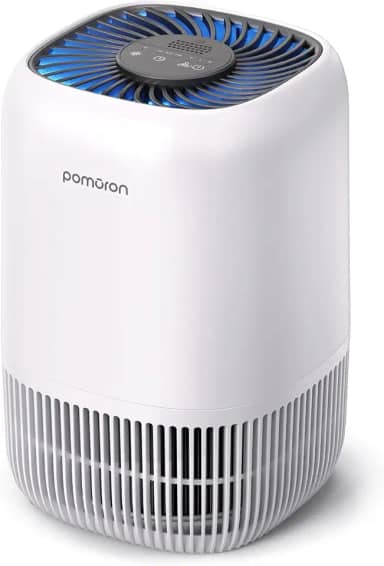 POMORON Purificadores de ar para quarto, casa, limpador de filtro de ar com esponja de fragrância, filtro HEPA verdadeiro H13 para fumaça, alergias, pólen, pelos de animais de estimação, odor, poeira