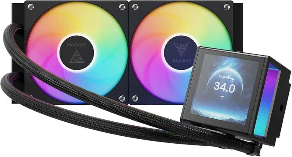 Water Cooler Gamdias Chione P5-240 Preto RGB com Tela IPS LCD 3.4” 240mm